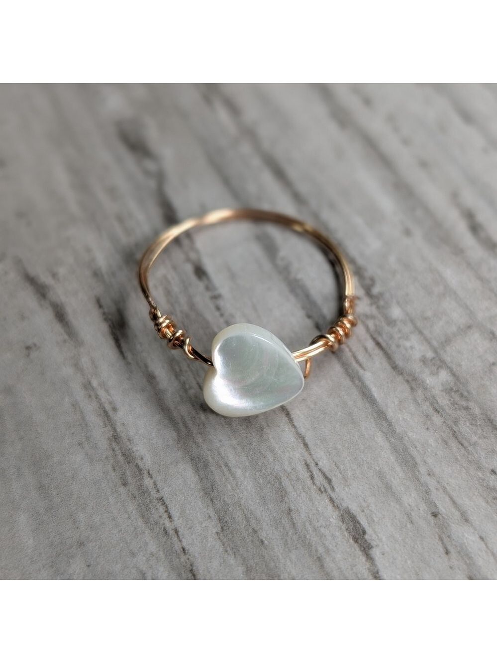 Perfectly Imperfect Rose Gold and White Wire Wrapped Ring - Picture 3 of 4